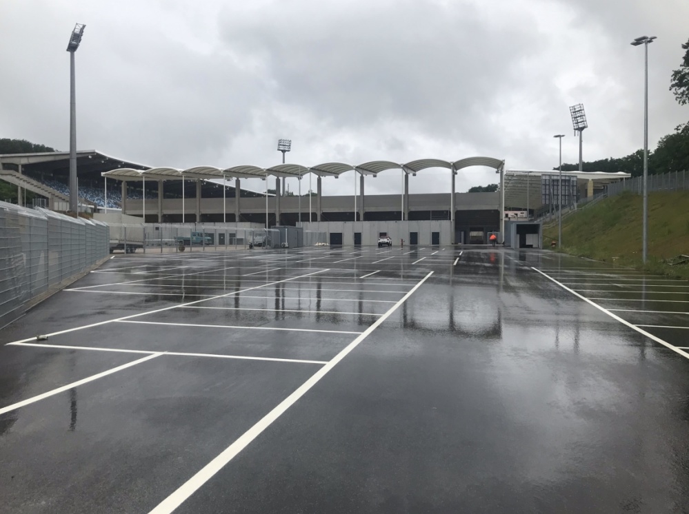 Baustellenbericht Ludwigsparkstadion vom 25. Juni:  Freifläche West